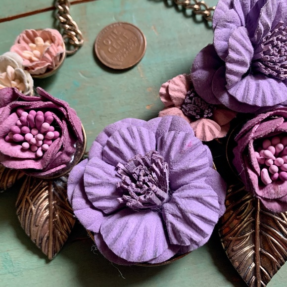 💜 Gorgeous Shades of Purple Flowers Necklace & Vintage Purple Pearl Earrings - Picture 7 of 8